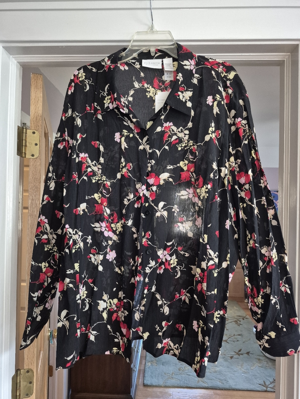 Elisabeth By Liz Claiborne Silk Floral Blouse - Picture 1 of 6